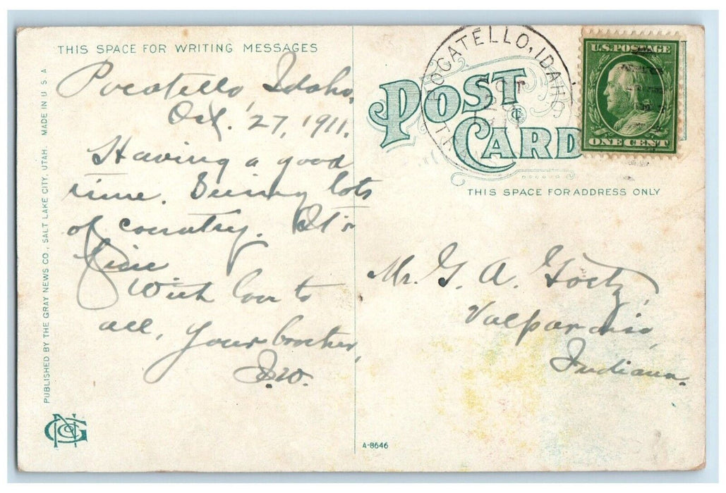 1911 Rooster Rock Columbia River Railroad Fishing Canoe Boat Oregon OR Postcard