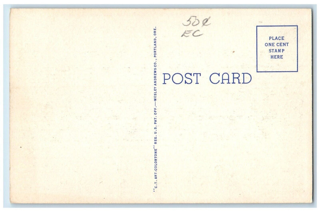 c1940 Salmon Fishing Mouth Rogue River Oregon Coast Highway Oregon OR Postcard