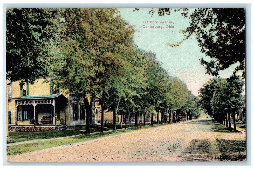 1906 Hartford Avenue Road Street Exterior Building Centerburg Ohio OH Postcard