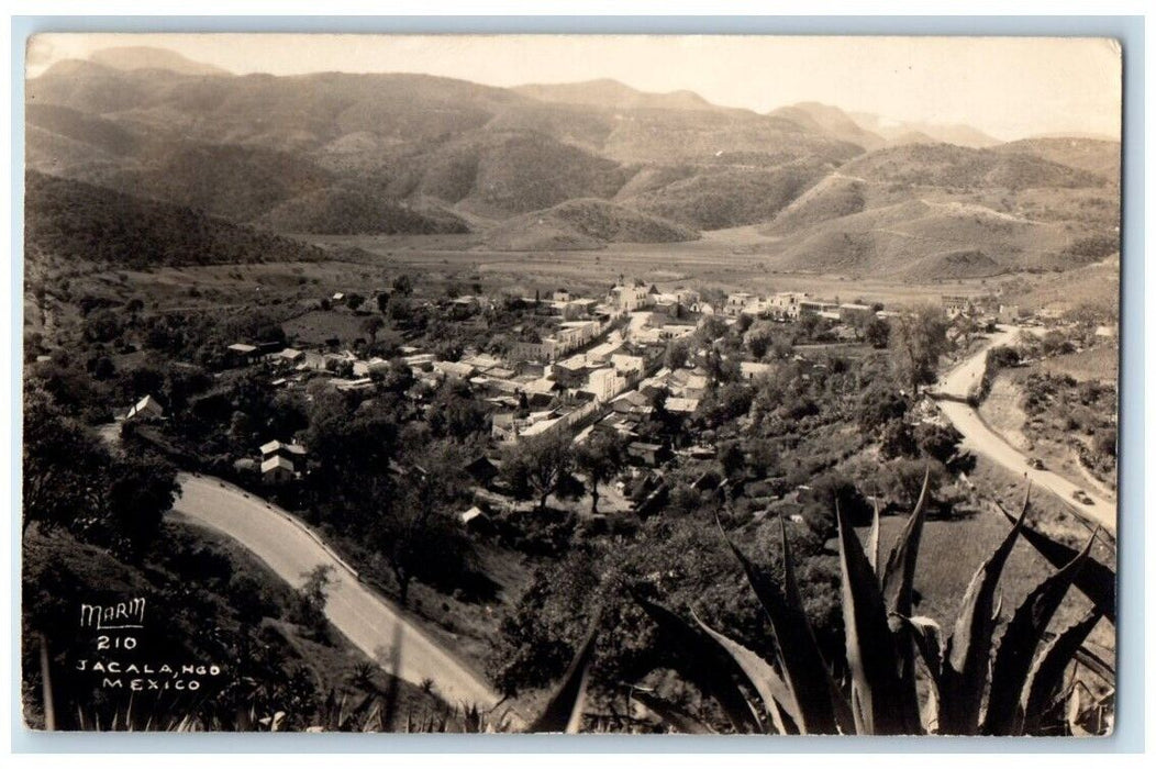 1941 Birds Eye View Of Jacala Town Hidalgo Mexico RPPC Photo Posted Postcard