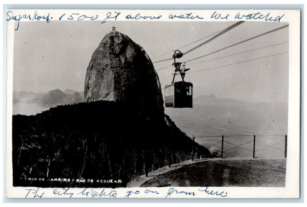 1948 Sugarload Mountain Tram Rio De Janeiro Brazil RPPC Photo Posted Postcard