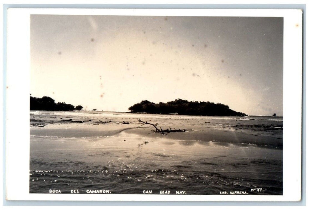 c1950's Boca Del Camaron View San Blas Nayarit Mexico RPPC Photo Postcard