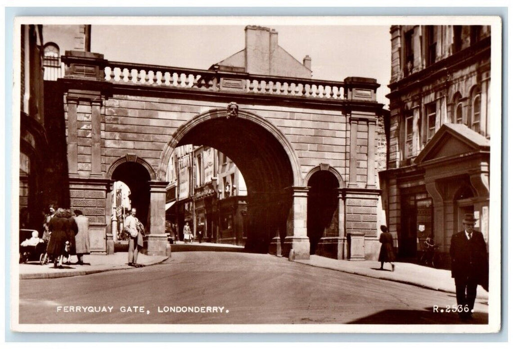 c1920's Ferryquay Gate Pram Baby Londonderry Derry Ireland RPPC Photo Postcard