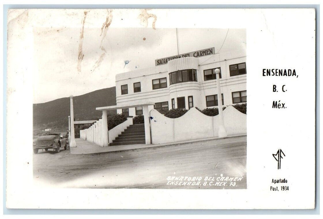 c1934 Carmen Sanitorium View Ensenada Mexico RPPC Photo Posted Postcard