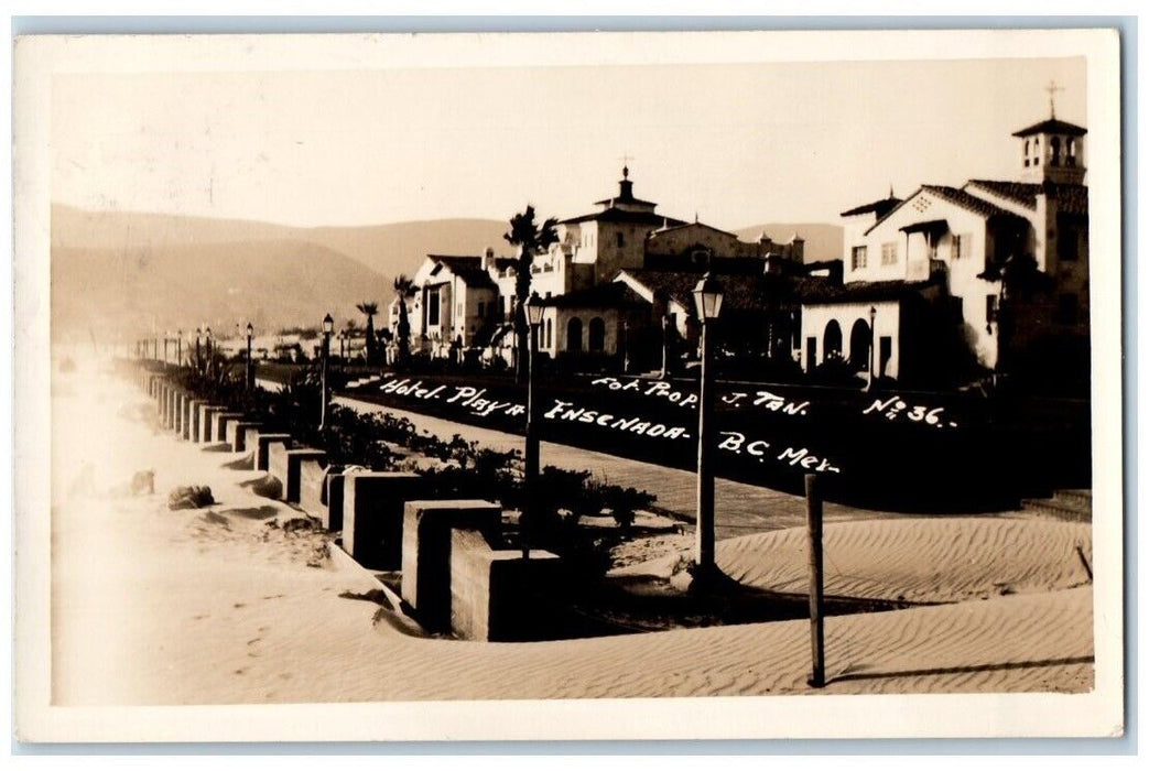 1939 Hotel Playa Escenada Baja California Mexico RPPC Photo Posted Postcard