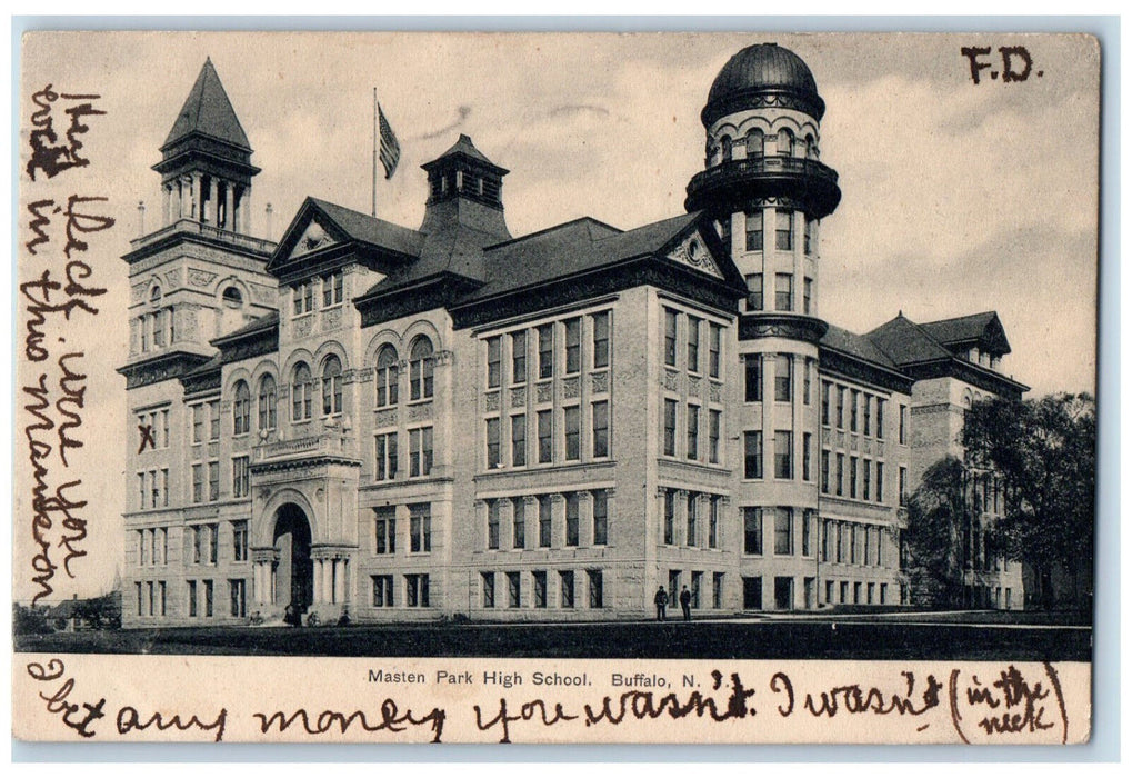 1906 Masten Park High School Buffalo New York NY Buffalo News Co. Postcard