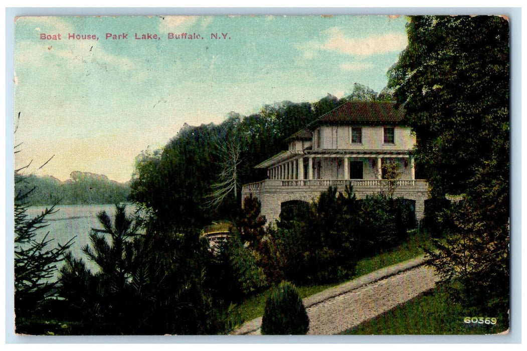 1911 Boat House Park Lake Buffalo New York NY Antique Posted Postcard
