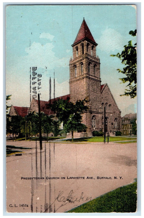 c1910 Presbyterian Church on Lafayette Avenue Buffalo New York NY Postcard