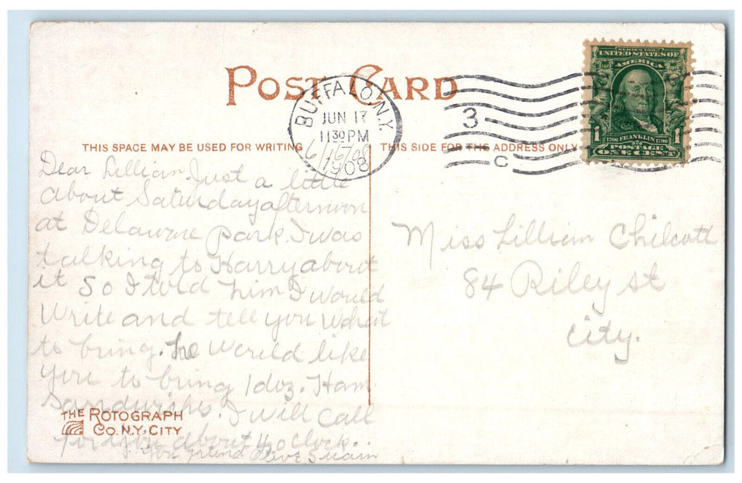 1908 Central High School Buffalo New York NY Antique Posted Postcard