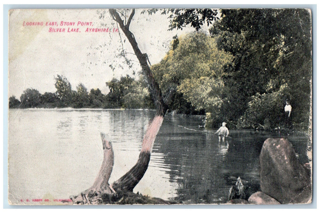 c1910 Looking East Stony Point Silver Lake Ayrshire Iowa IA Postcard