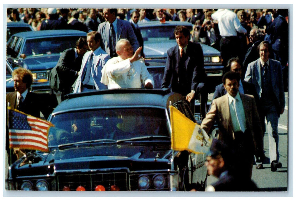 c1960's Pope John Paul II Makes Way Through Streets of Washington DC Postcard