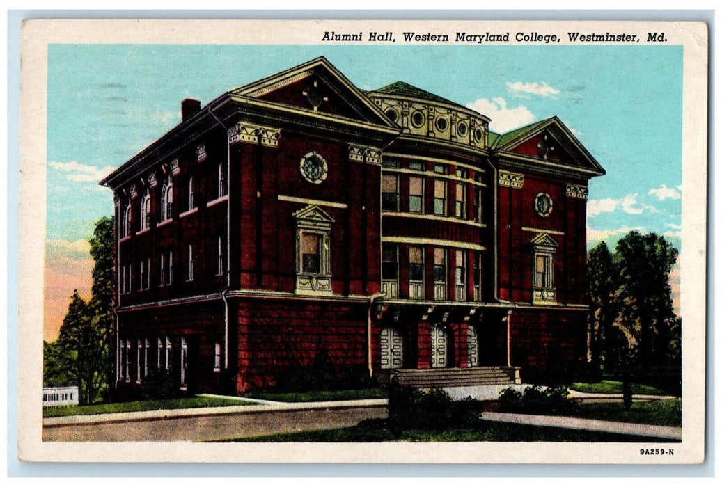 1958 Alumni Hall Western Maryland College Westminster Maryland MD Postcard