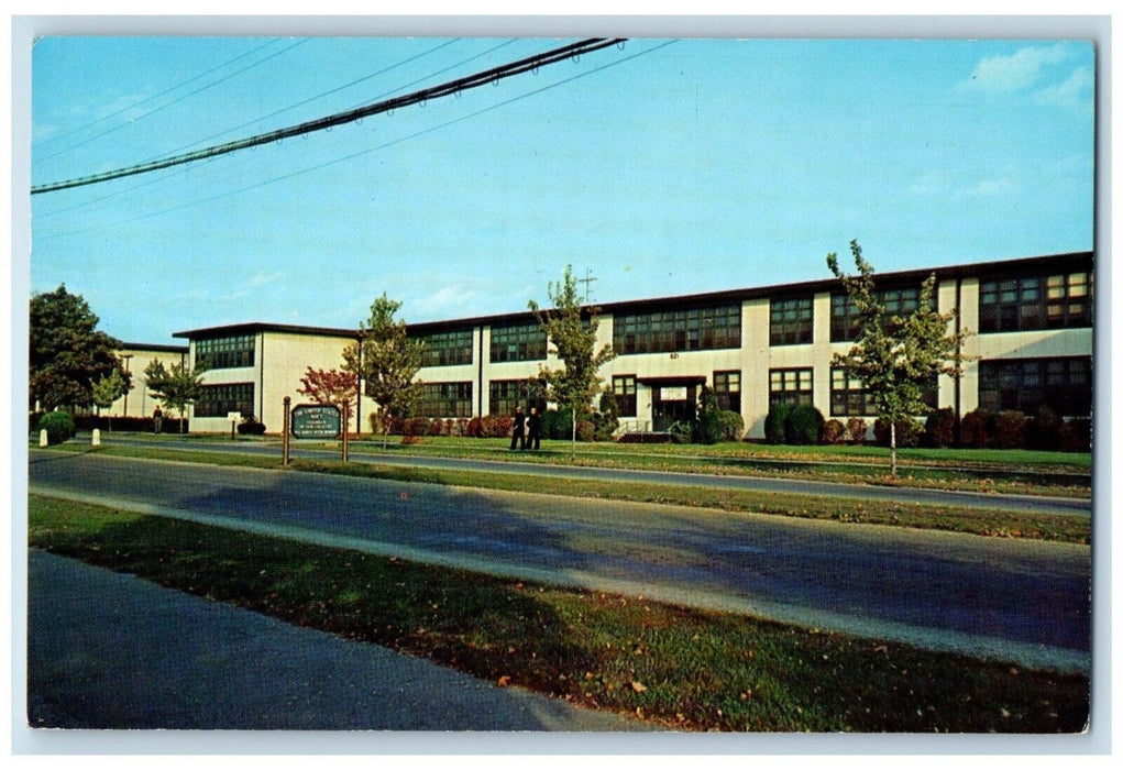 1964 Service School Buildings Scene Street Bainbridge Maryland MD Postcard