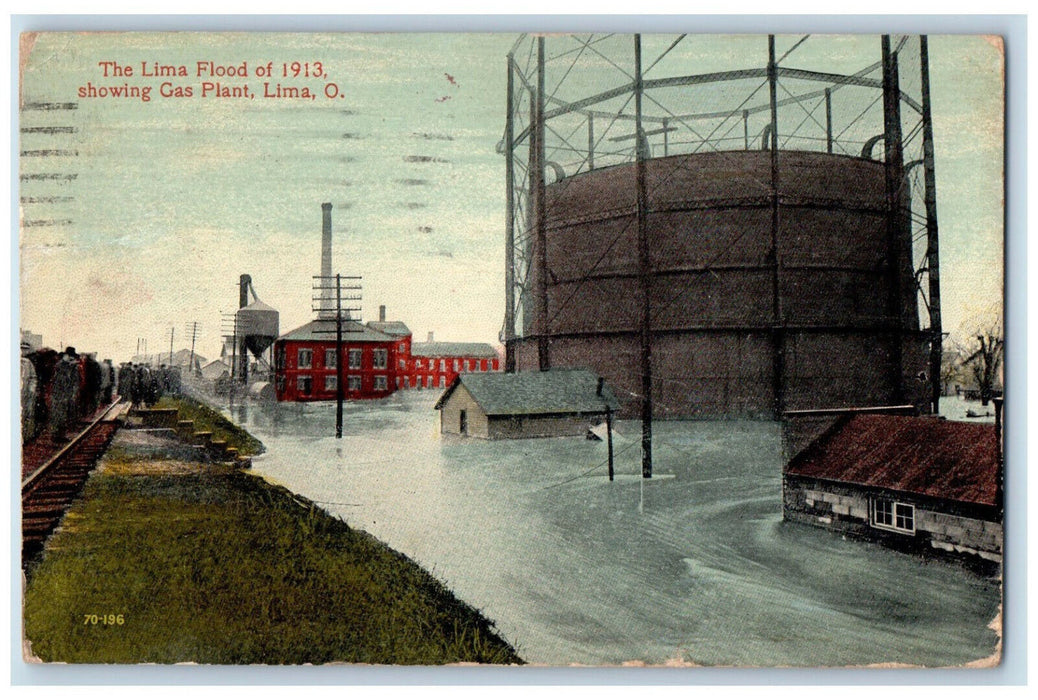 1914 View of The Lima Flood Gas Plant Lima Ohio OH Antique Posted Postcard