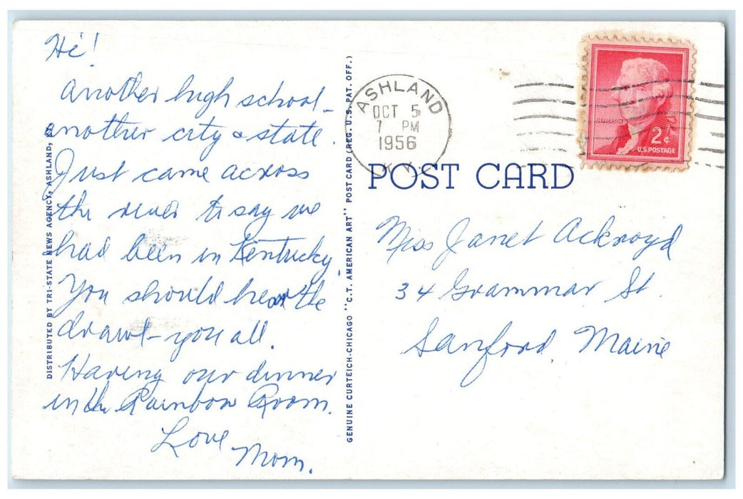 1956 Ashland Senior High School Building Ashland Kentucky KY Vintage Postcard