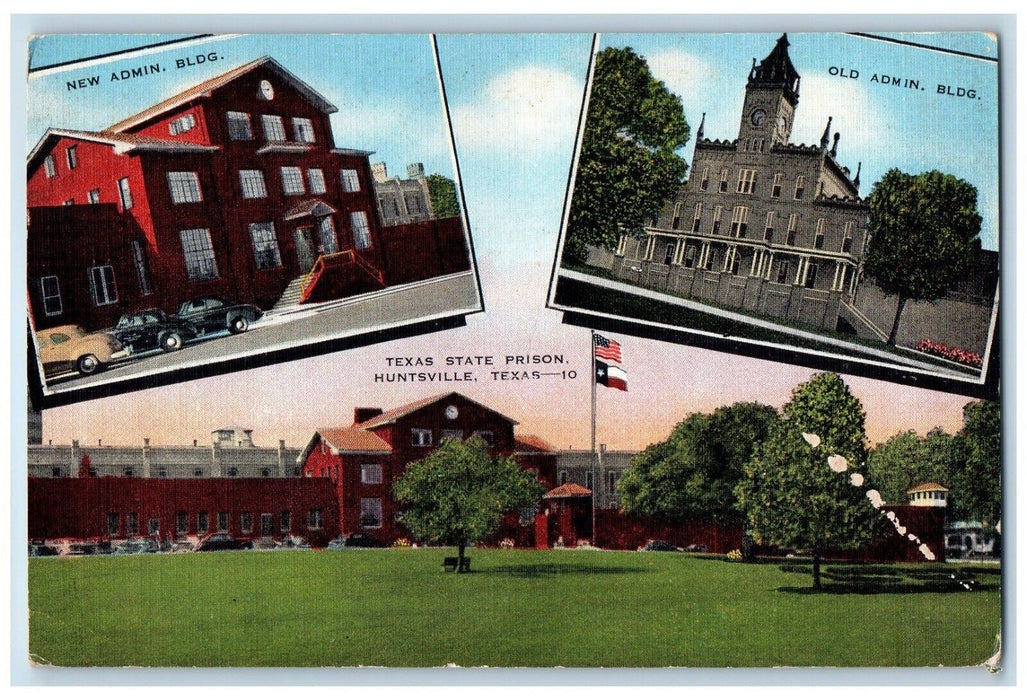 1945 Headquarters Texas Prison Huntsville TX, Multiview Posted Vintage Postcard