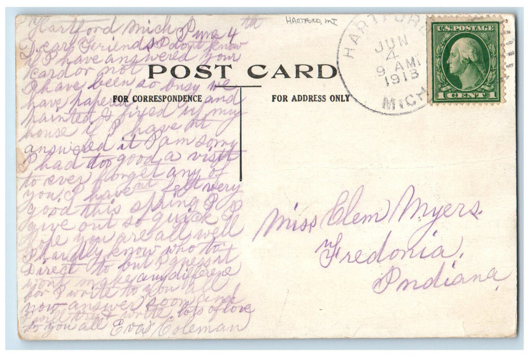 1913 Giant Fish Boating at Hartford Michigan MI Antique Posted Postcard