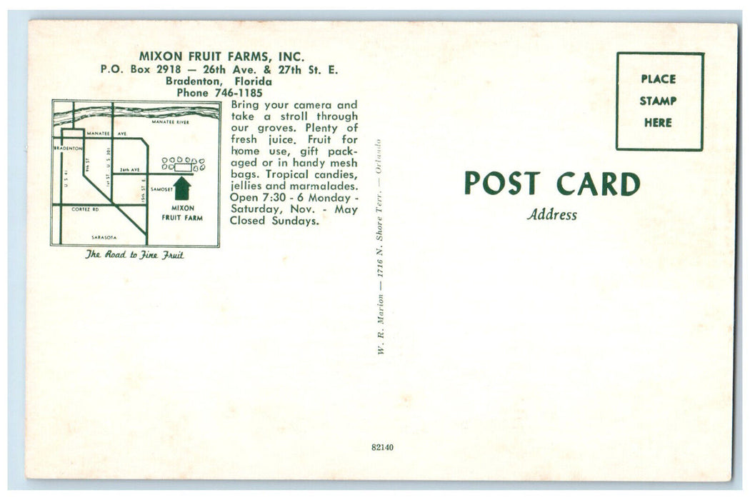 c1960's Parking View Mixon Fruit Farms Inc Bradenton Florida FL Postcard