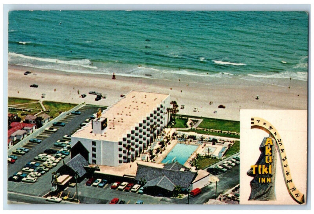 1978 Aerial View Aku Tiki Inn Daytona Beach Florida Davenport Antique Postcard