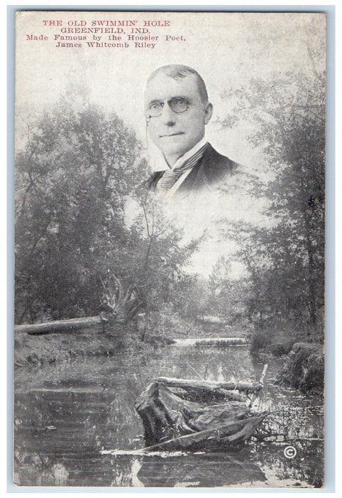 c1910 James Whitcomb Riley Old Swimming Hole Greenfield Indiana IN Postcard