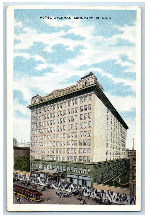 c1930's Hotel Dyckman Building Trolley Cars Minneapolis Minnesota MN Postcard