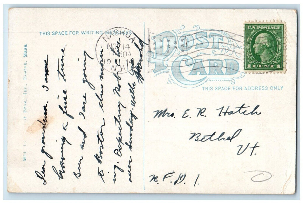 1914 Dam Below Main Street Bridge Nashua New Hampshire NH, Waterfalls Postcard