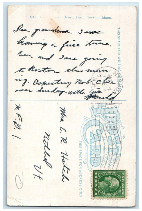 1914 Dam Below Main Street Bridge Nashua New Hampshire NH, Waterfalls Postcard