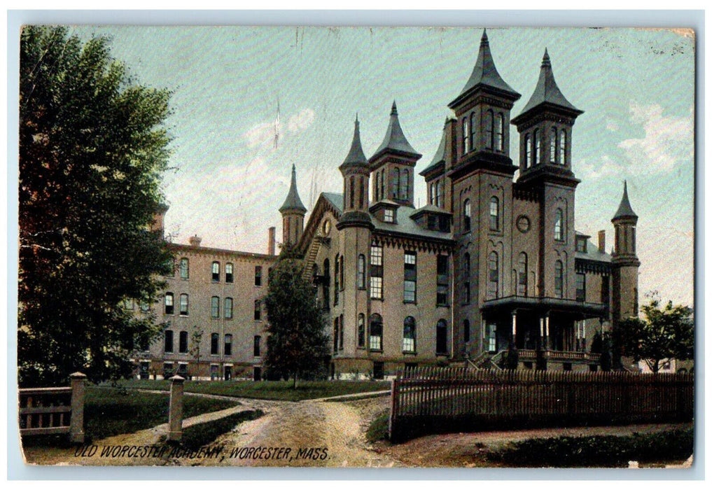 c1910's Old Worcester Academy Building Worcester Massachusetts MA Postcard