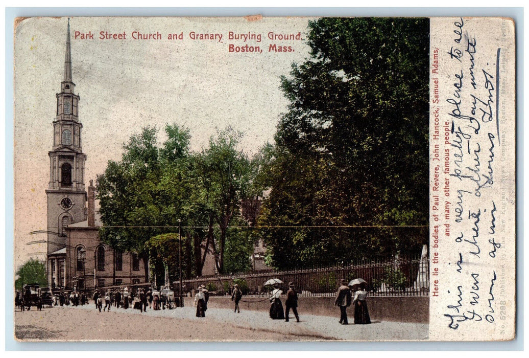 1905 Park Street Church and Granary Burying Ground Boston MA Postcard