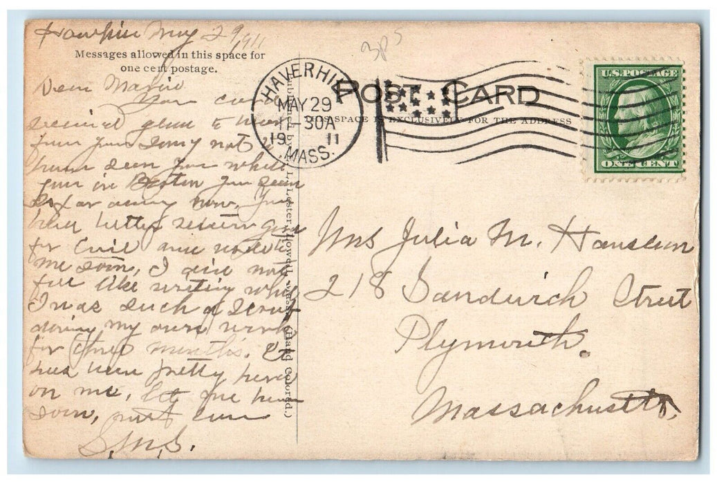 1911 Statue Of The Thinker At Entrance Of New High School Haverhill MA Postcard