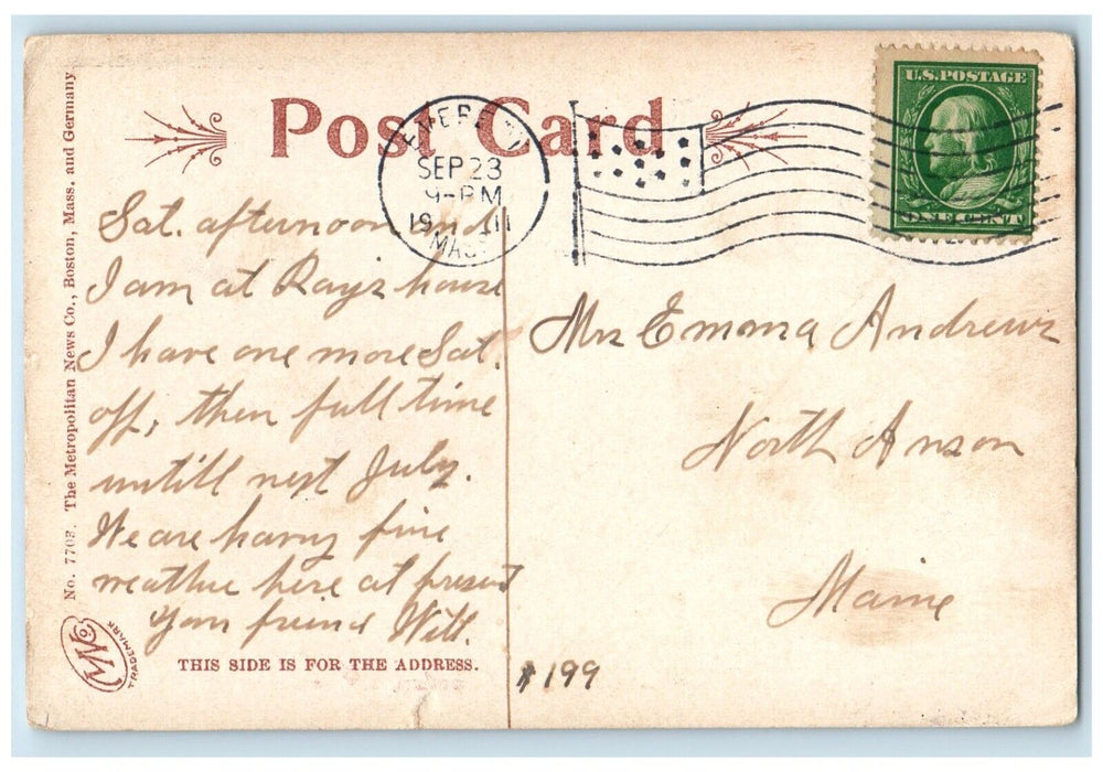 1911 Harbor And Wharf Scene Boston Massachusetts MA Posted Antique Postcard
