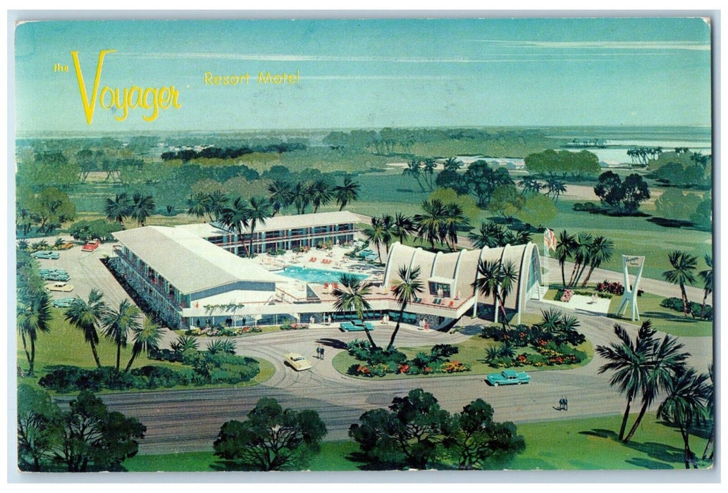 1958 Aerial View Voyager Resort Motel Miami Florida Lake City FL Posted Postcard