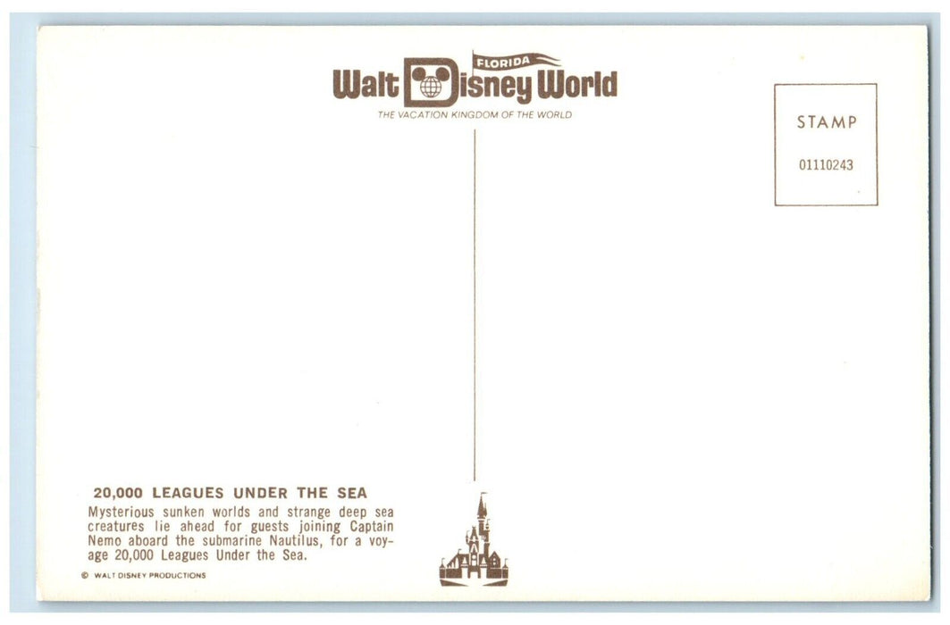 1960 Leagues Under The Sea Submarine Nautilus Florida Walt Disney World Postcard