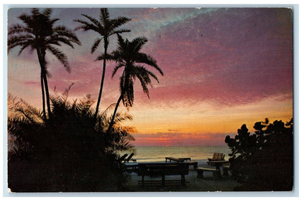 1971 Scenic View Treasure Island Sunset Treasure Island Florida Antique Postcard