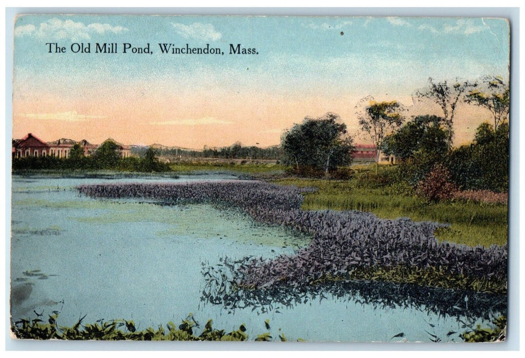 1917 View Of The Old Mill Pond Winchendon Massachusetts MA Antique Postcard