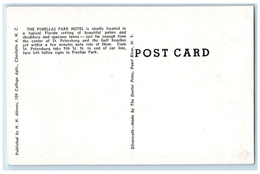 c1940 Pinellas Park Hotel Gateway St Petersburg Gulf Beaches Florida FL Postcard