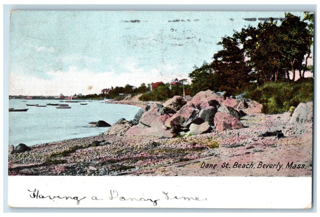1907 Dane Street Beach Beverly Salem Massachusetts MA Posted Antique Postcard