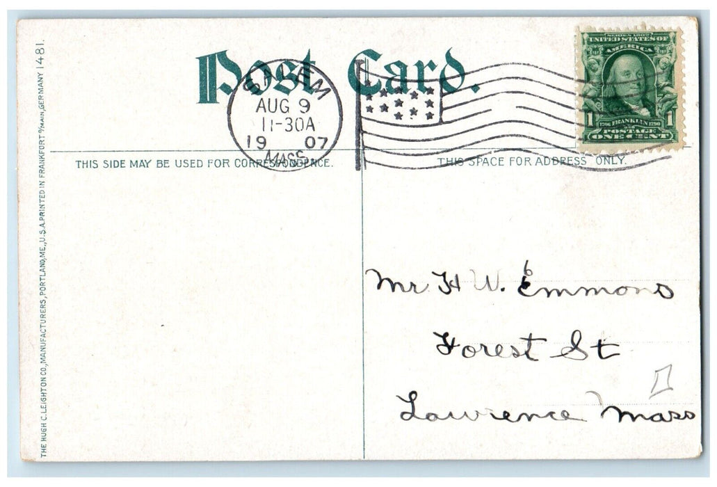 1907 Dane Street Beach Beverly Salem Massachusetts MA Posted Antique Postcard