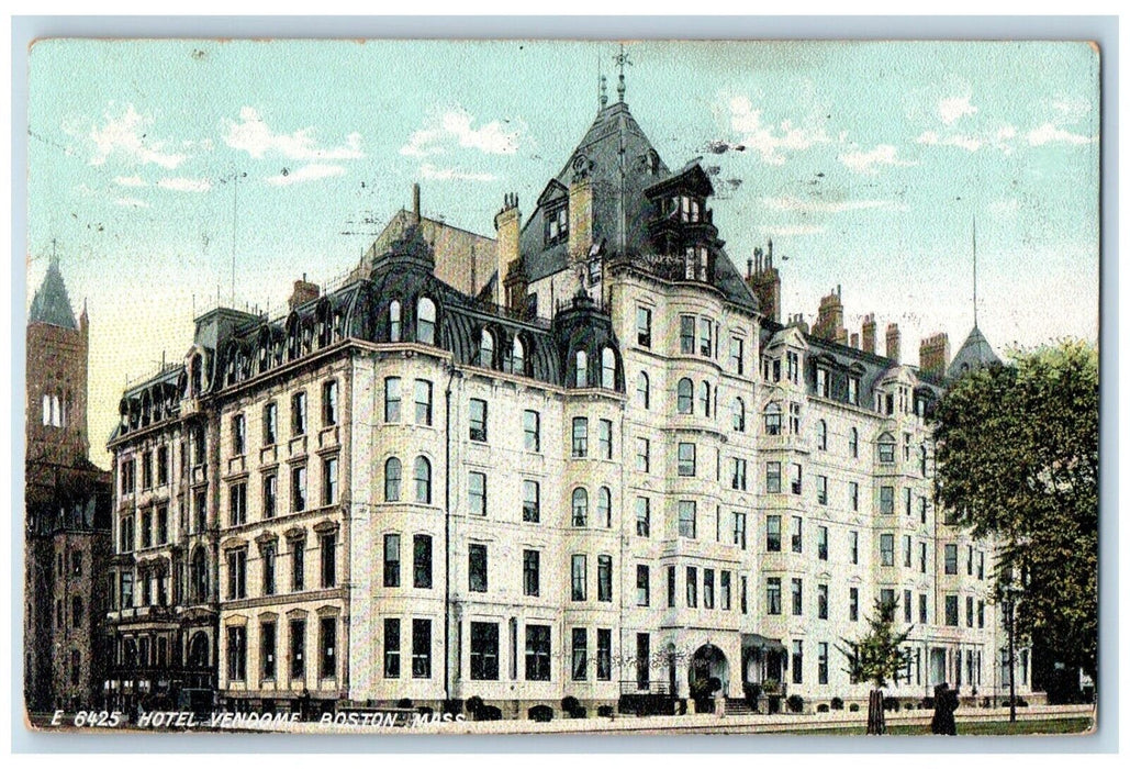 1907 Hotel Vendome Building Boston Massachusetts MA Posted Antique Postcard