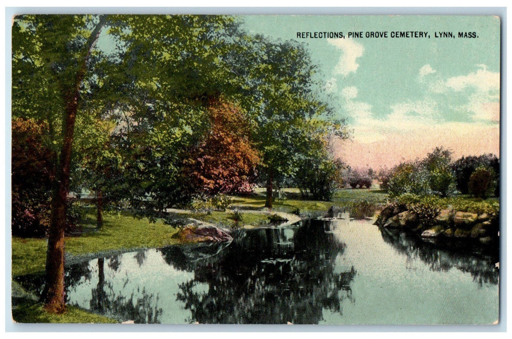 c1910 Reflections Pine Grove Cemetery Lynn Massachusetts MA Postcard