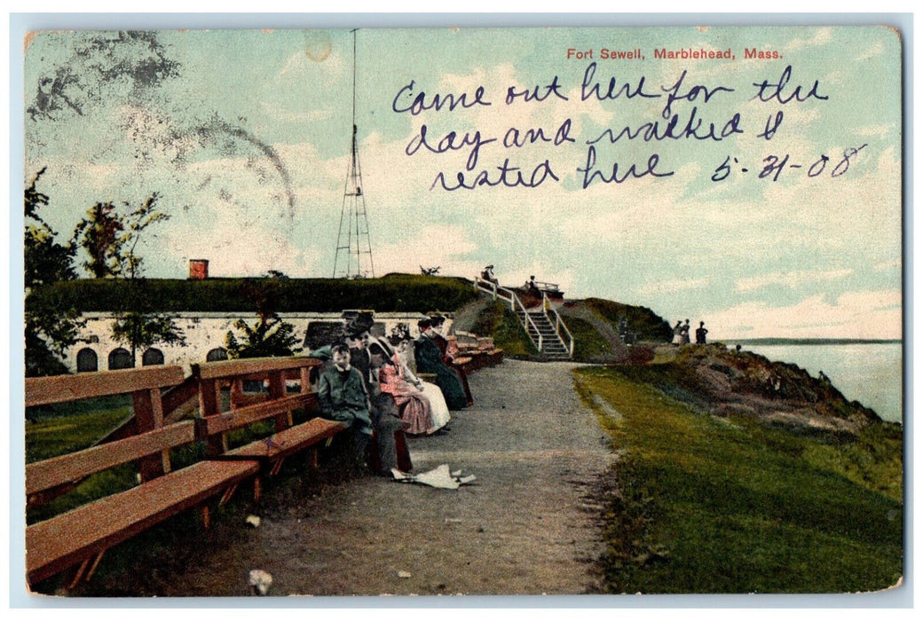 1908 Fort Sawell Marblehead Massachusetts MA Antique Posted Postcard
