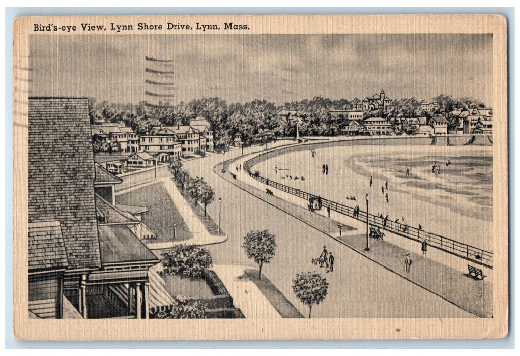 1947 Bird's-Eye View Lynn Shore Drive Lynn Massachusetts MA Postcard