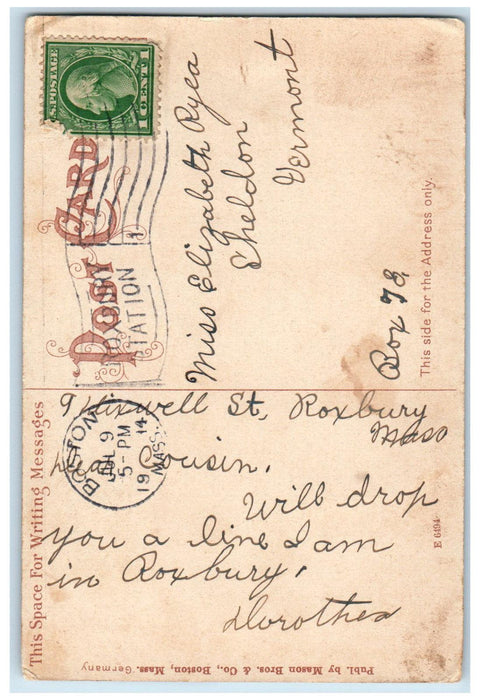 1914 Soldiers Monument Jamaica Plain Massachusetts MA Antique Postcard