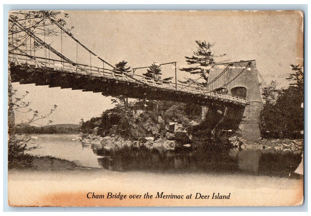 c1910 Cham Bridge Over The Merrimac at Deer Island Massachusetts MA Postcard