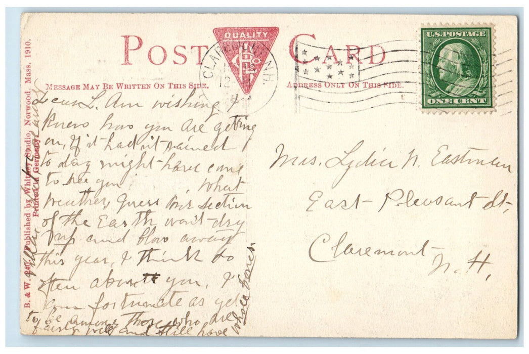 1911 Fairbanks House Dedham Massachusetts MA Antique Posted Postcard