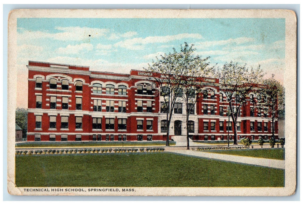 c1930's Technical High School Springfield Massachusetts MA Vintage Postcard
