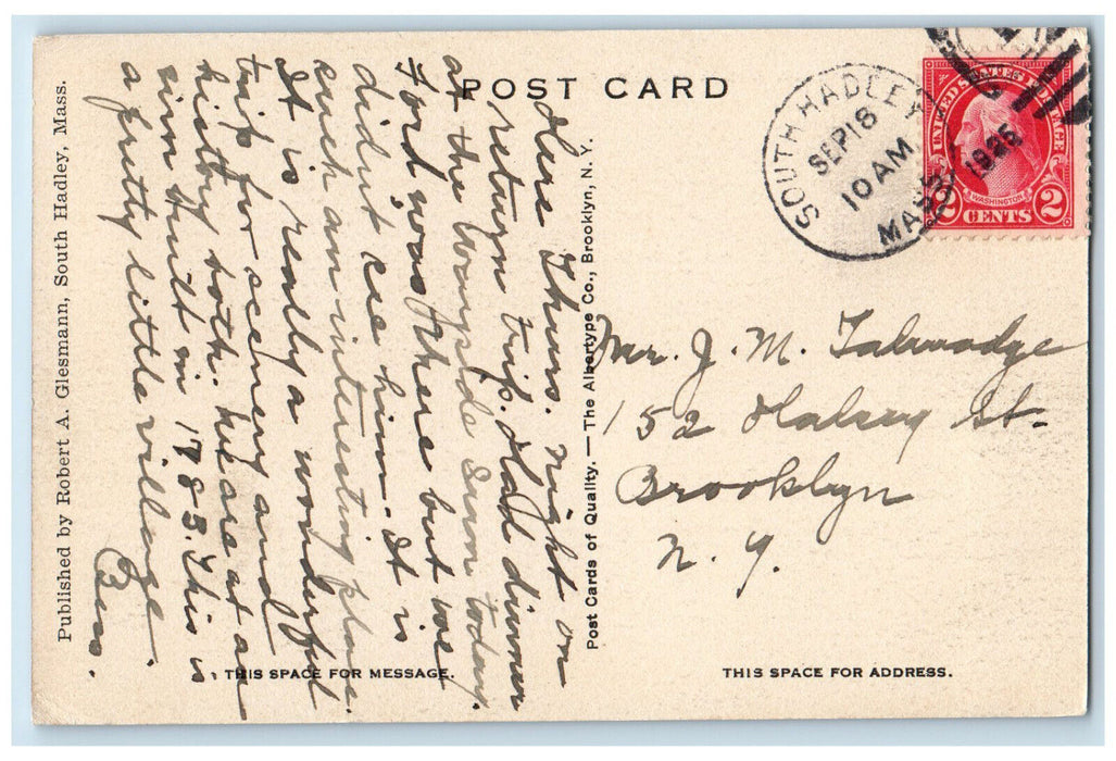 1925 View from Toboggan Slide Mount Holyoke College South Hadley MA Postcard