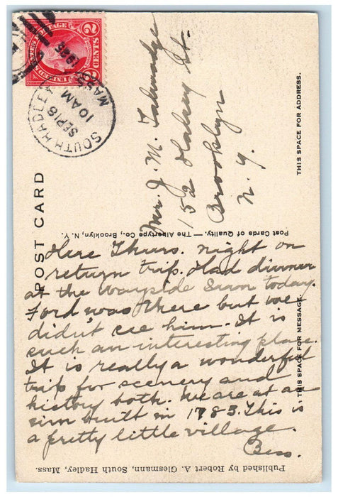 1925 View from Toboggan Slide Mount Holyoke College South Hadley MA Postcard