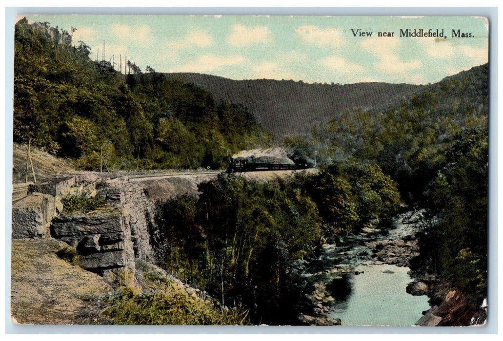 c1910 Railroad Train Locomotive Middlefield Massachusetts MA Postcard