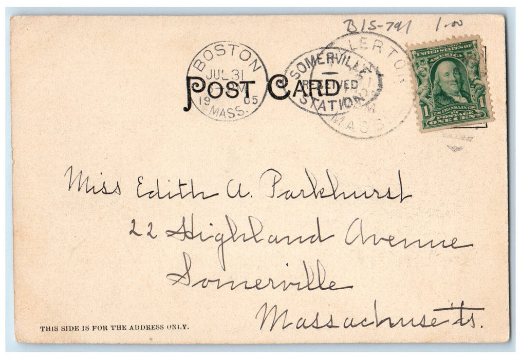 1905 Schooner Boat Hull Harbor Point Allerton Massachusetts MA Postcard